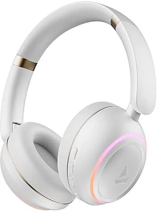 boAt Rockerz 480, RGB LEDs,6 Light Modes, 40mm Drivers,Beast Mode, 60H Battery, ENx Tech, Stream Ad Free Music via App Support, Bluetooth Headphones, Wireless Over Ear Headphone with Mic (White Sabre)