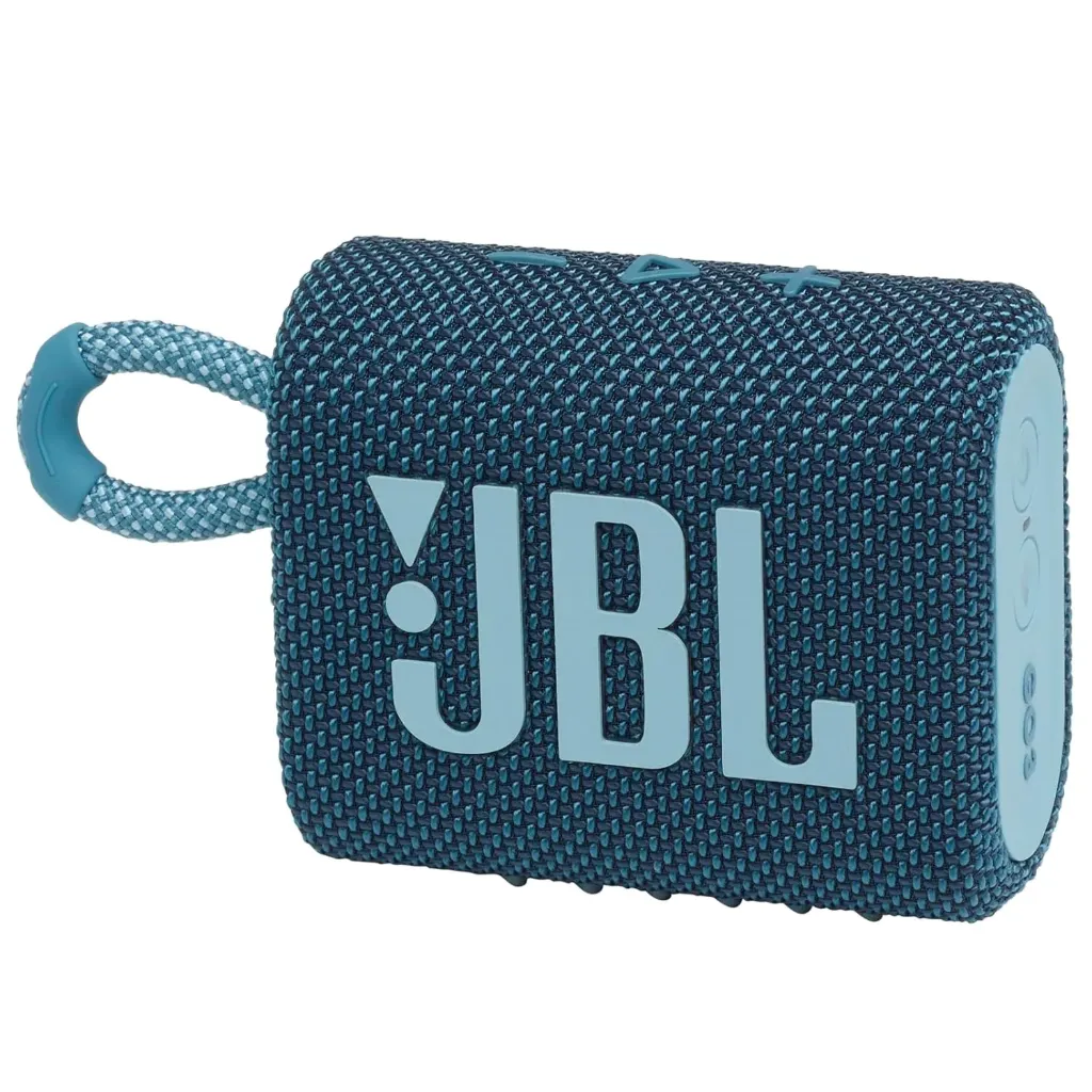 JBL Go 3, Wireless Ultra Portable Bluetooth Speaker, Pro Sound, Vibrant Colors with Rugged Fabric Design, Waterproof, Type C (Without Mic, Blue)