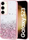 VONZEE Case Compatible with Samsung Galaxy S23 5G, Non Moving Glitter Cover For Girls & Women Soft TPU Shockproof Case Anti Scratch Drop Protection Cover (Pink)
