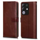 WOW IMAGINE Shock Proof Flip Cover Back Case Cover for Vivo T4x 5G | iQoo Z10x 5G | Vivo Y31 Pro 5G (Flexible | Leather Finish | Card Pockets Wallet & Stand | Chestnut Brown)