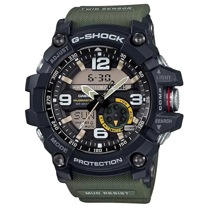 Casio G-Shock GG-1000-1A3DR Black Analog-Digital Dial Green Resin Strap Men's Watch Mud Resistant Shock Resistant G662