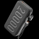 Ambrane 20000mAh Powerbank with in-Build Type C Cable, 22.5W Fast Charging, USB & Type C Output, Power Delivery, Quick Charge for iPhone, Android Mobile & Tablets, Earbuds, (Stylo N20, Black)